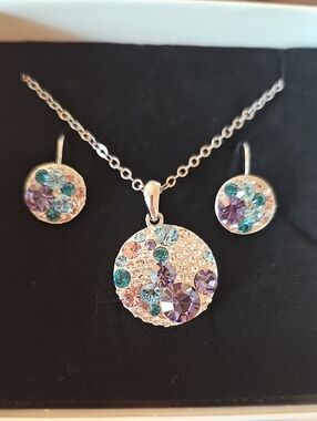 Confetti Crystal Earring And Necklace Set